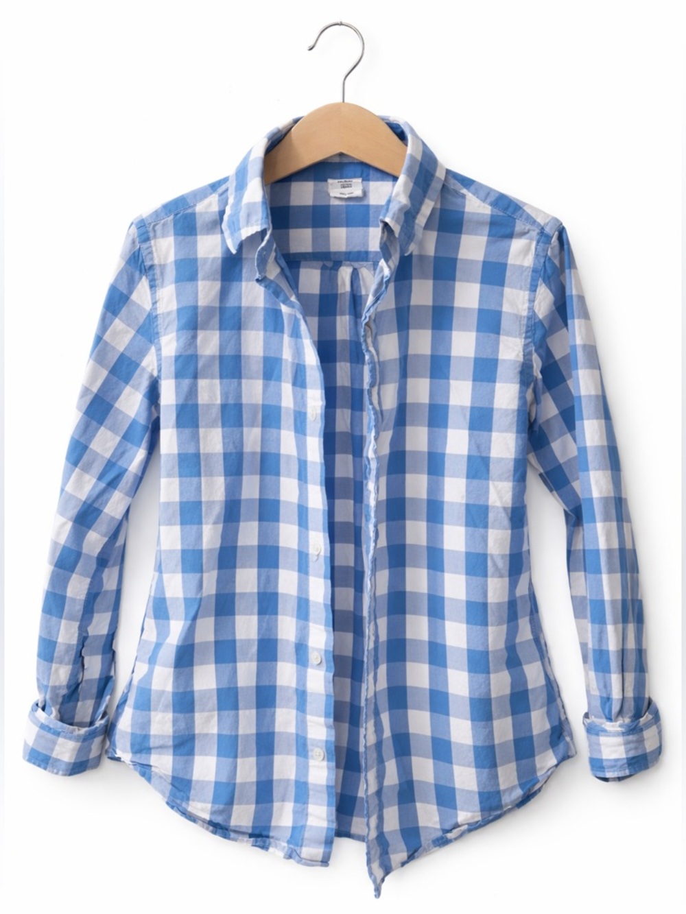 J. Crew Blue and White Gingham Button-Down Shirt